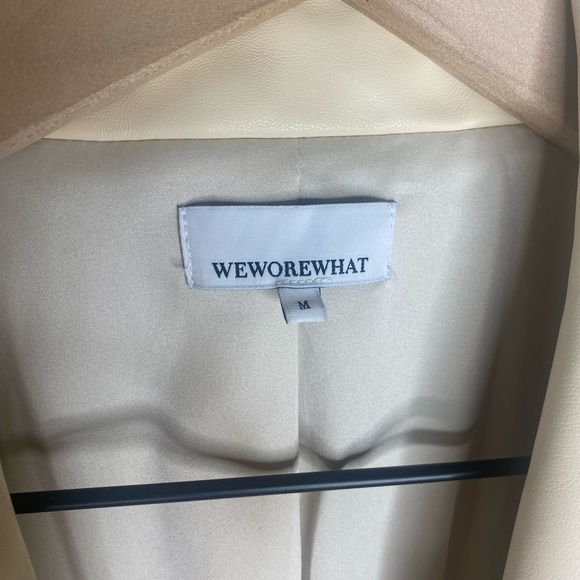 WeWoreWhat Vegan Leather Classic Blazer / Tan / Khaki / Size Medium - Picture 6 of 11